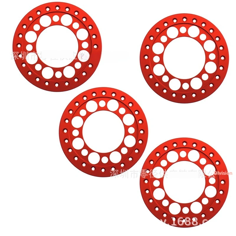 4 قطع من جنوط العجلات الحمراء المصنوعة من السبائك مقاس 1.9 بوصة لسيارات Axial SCX10 AXI03007 TRX4 بمقياس 1/10، قطع غيار للسيارات التحكم عن بعد، إكسسوارات نماذج السيارات