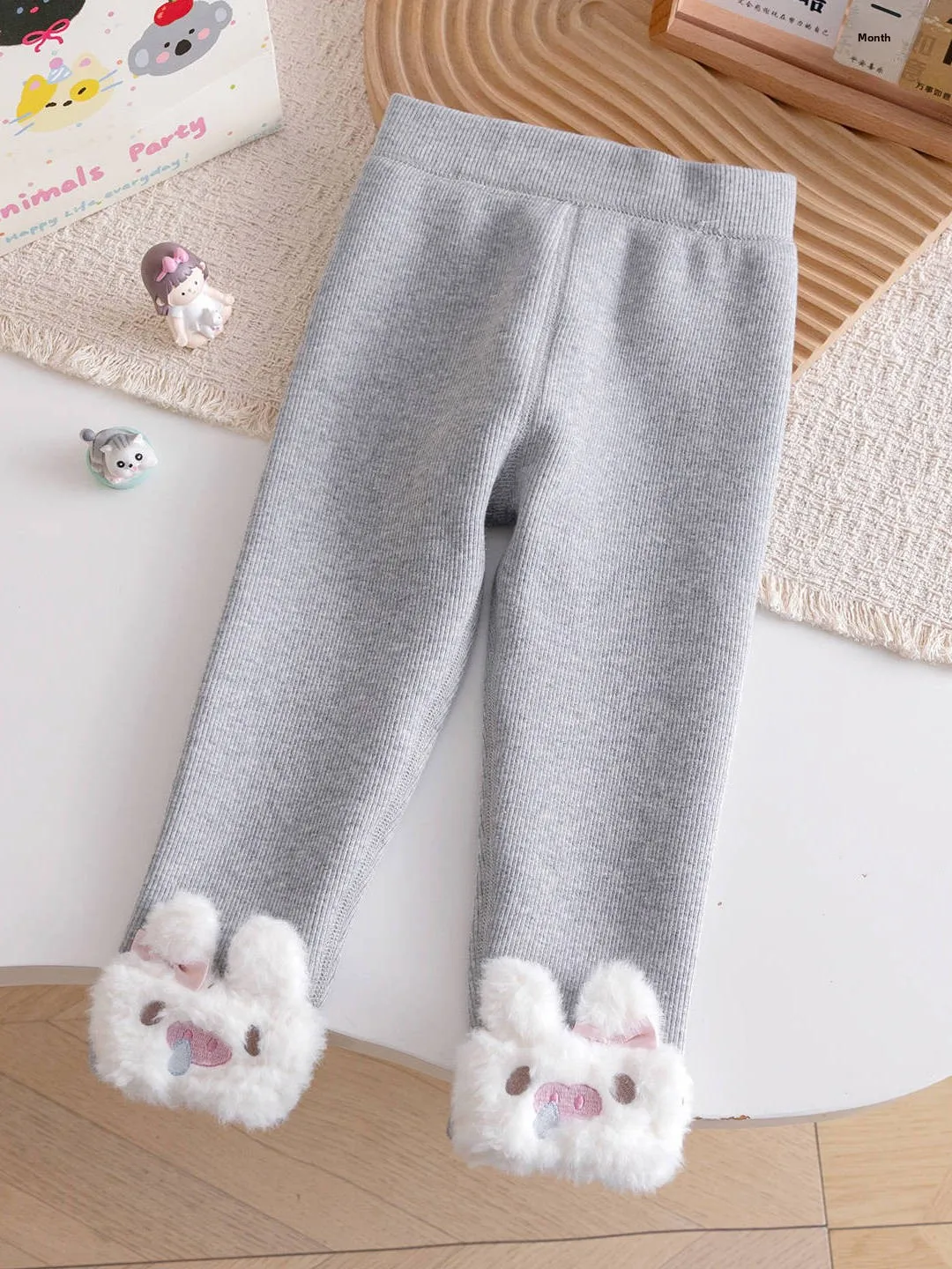 여아용 겨울 기모 안감 만화 토끼 바지 따뜻한 신상 2025 패션 아동복 부드러운 소재