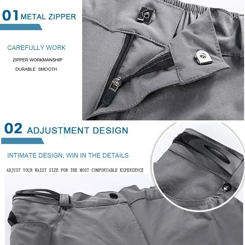X-TIGER Men's Mountain Bike Shorts Loose Fit MTB Motorcycle Riding Shorts Multi-Pocket Outdoor Waterproof Hiking Cargo Shorts