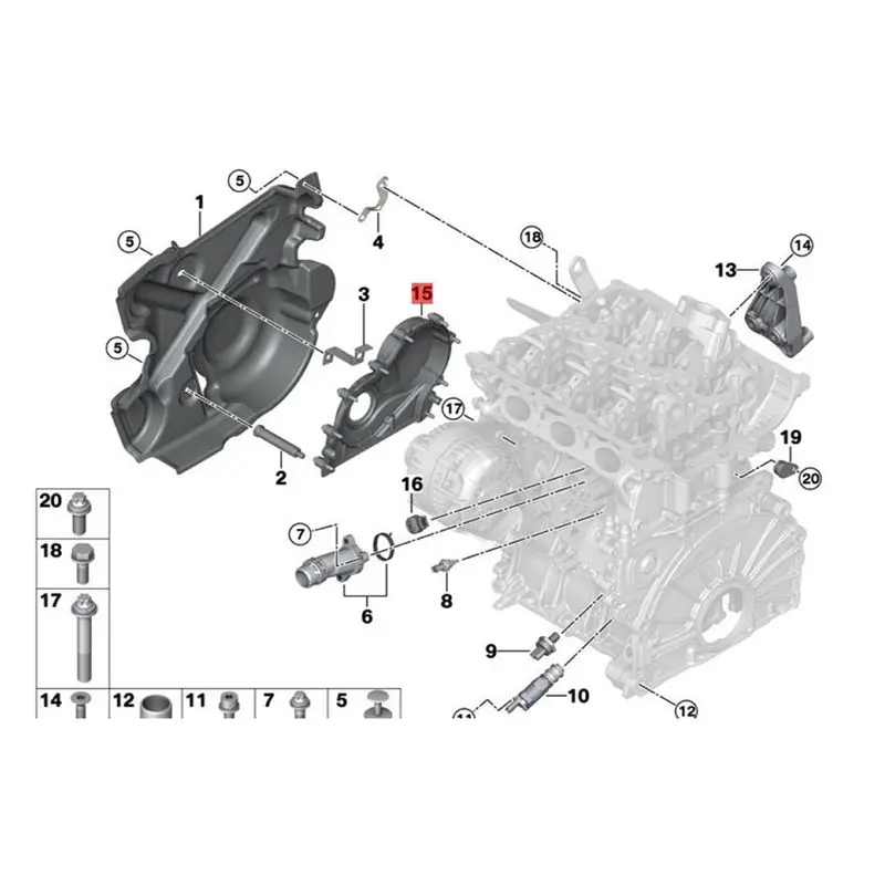 ABSL-Aluminum Timing Gear Box Cover Camshaft Timing Chain Cover 11148512597 For Bmw F20 F22 F23 F30 F45 Mini F55 14-21