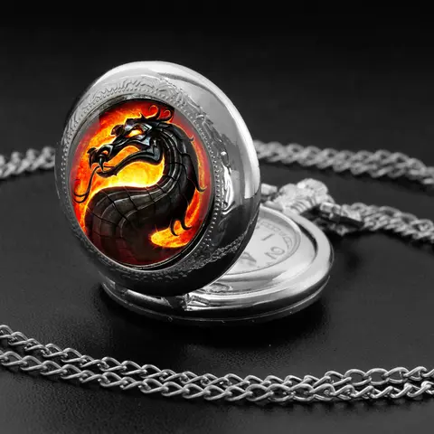 New Arrival Calssic Game Dragon Pattern Pocket Watch Necklace Chain Pendant Necklace Quartz Watch Women Clock Jewelry Chain Gift