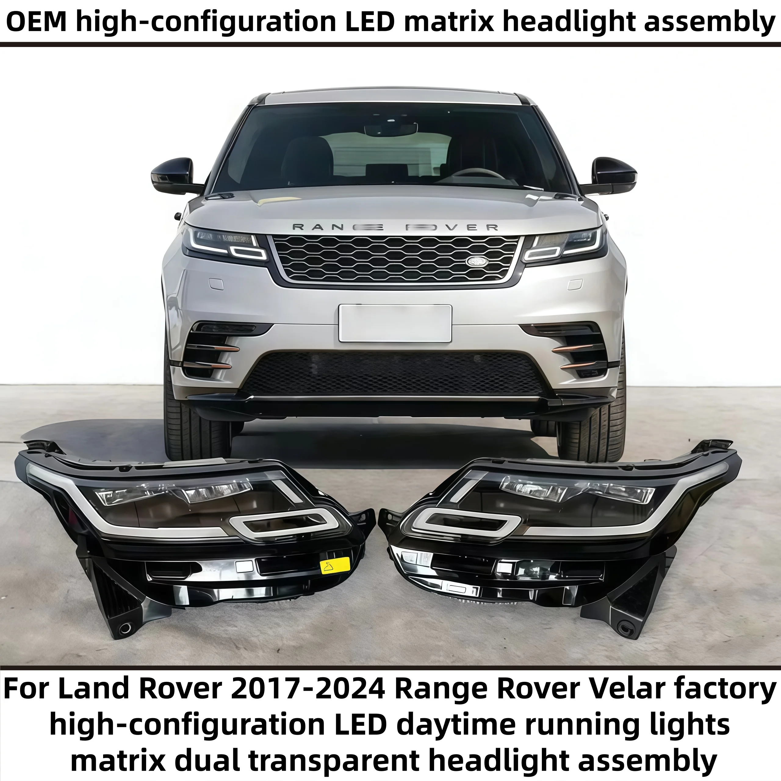 

For Land Rover 2017-2024 Range Rover Velar High-end LED Matrix Dual Transparent Headlight Assembly Original