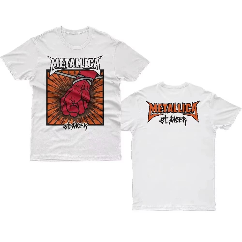 READY STOCK Top Quality Metal Band Shirt Custom Print Streetwear Metallica St Anger White Vintage Tshirt Men Design American