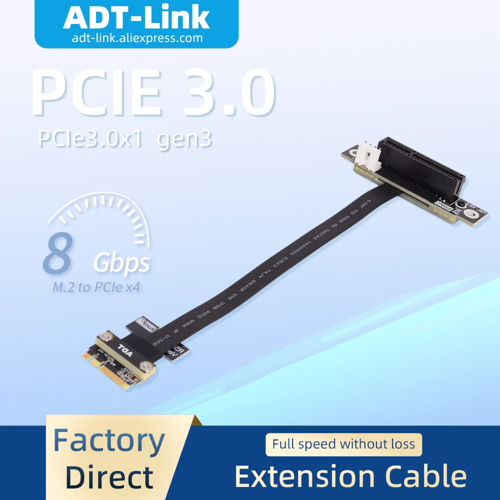

ADT-Link PCIe 3.0 x1x4x8x16 to M.2 Key A.E WiFi NGFF Riser Adapter 90 Degree Extension Cable For PC Accessories Signal Connector