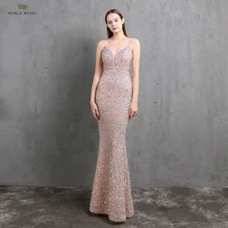 Abiti da sera Abiti lunghi fino al pavimento Donna Party Night Sirena Abiti da ballo senza maniche con paillettes personalizzati