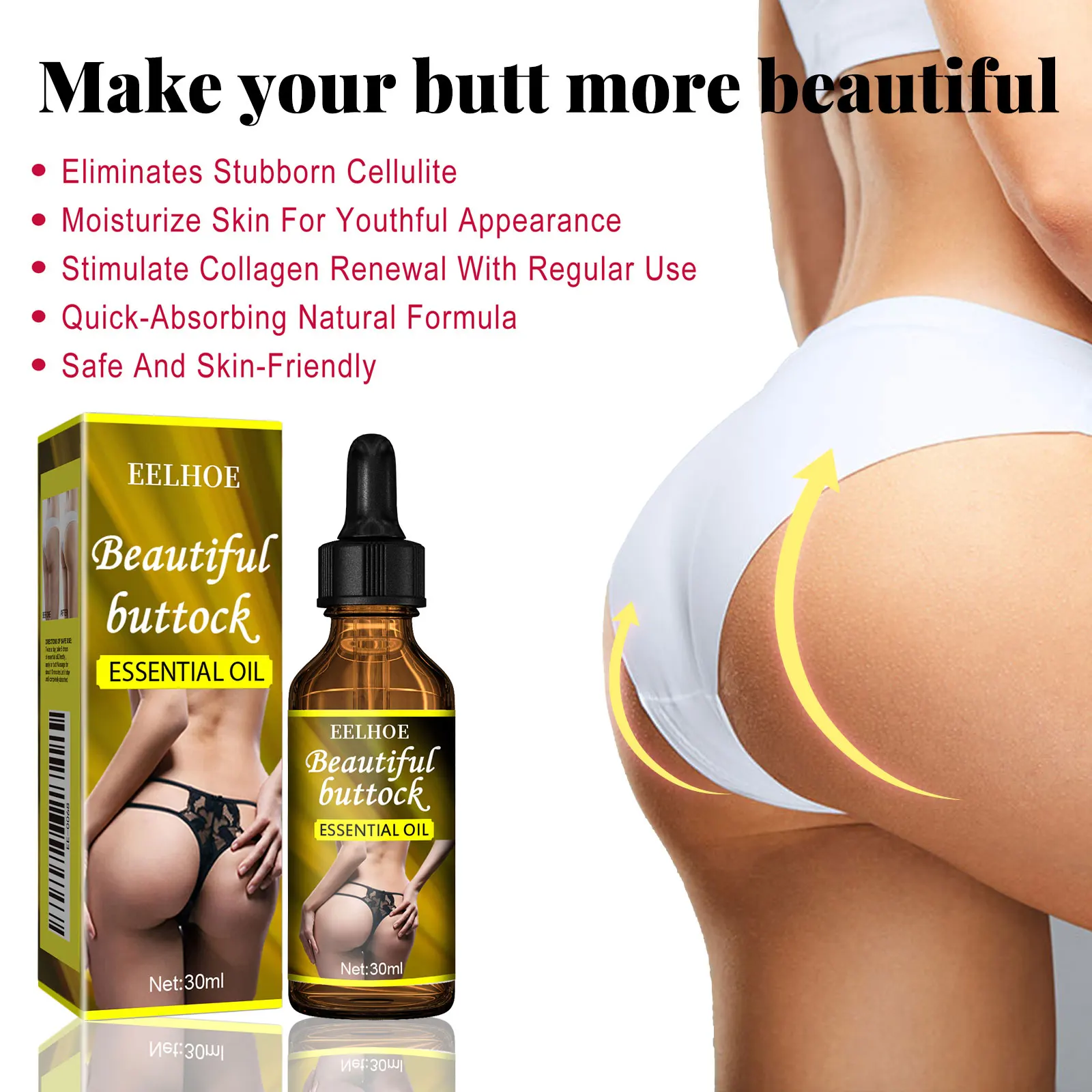 

EELHOE Buttock Essential Oil Butt Lift Up Firming Big Hip Enhance Cream Butt Breast Plump Growth Body Skin Tightening Essential