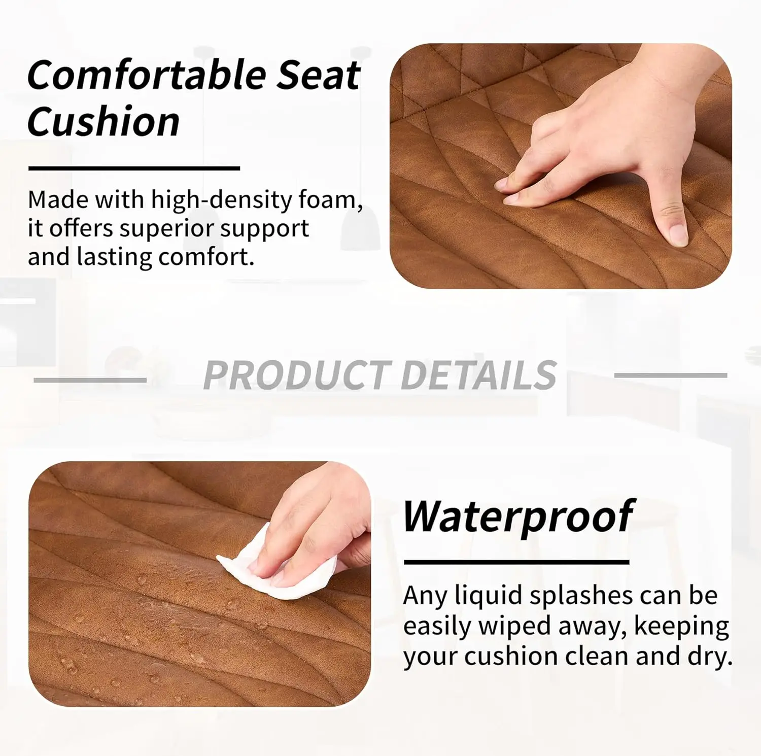 Swivel Bar Stools Set of 3, Brown Adjustable Counter Height Faux Leather Bar Stools with Back (3PCS)