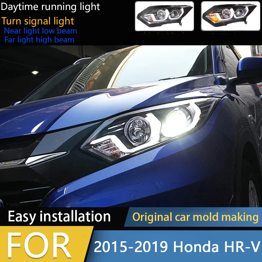 

Car Styling for Honda HR-V LED Headlight 2015-2019 Headlights HRV Vezel DRL Turn Signal High Beam Angel Ey Auto Accessories