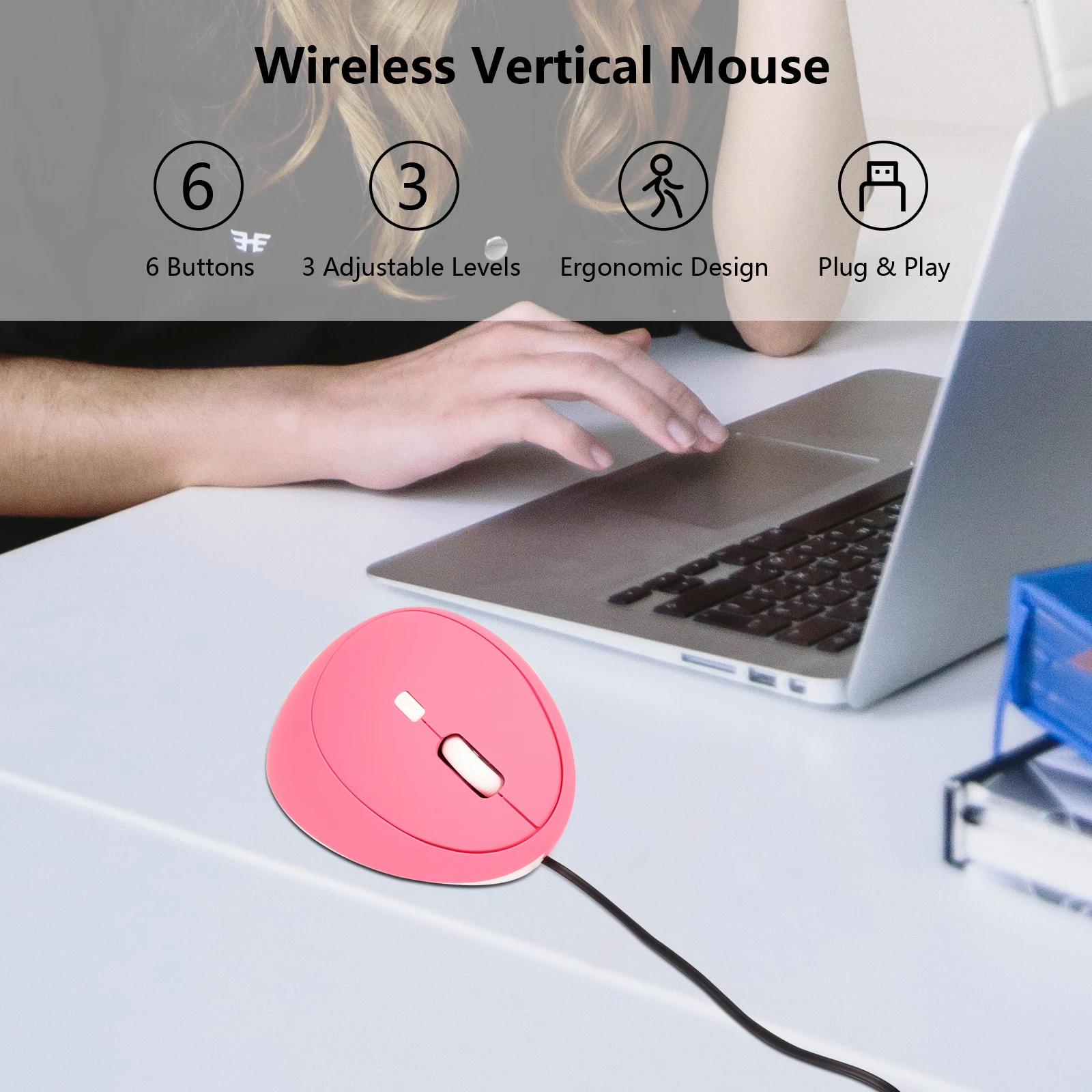 Ergonomic Vertical Wired Mouse 4 Button 800/1200/1600 DPI USB Computer Mouse Gamer Office Mice Wrist Healthy Mause For Laptop PC