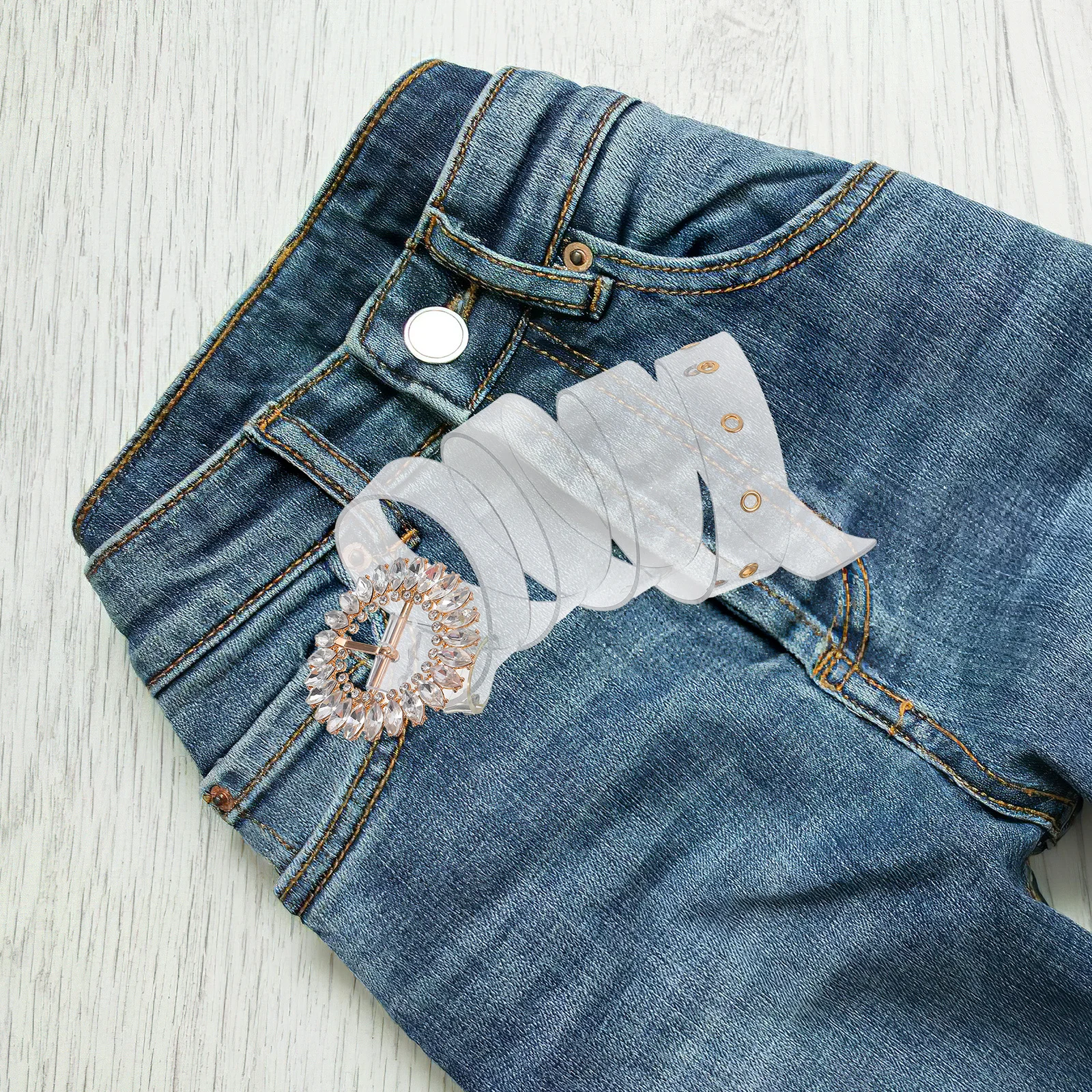 

Women Transparent Rhinestone Adjustable Belt Clear Waist Belt for Dress Skirt Jeans Party Formal Occasion Accessories