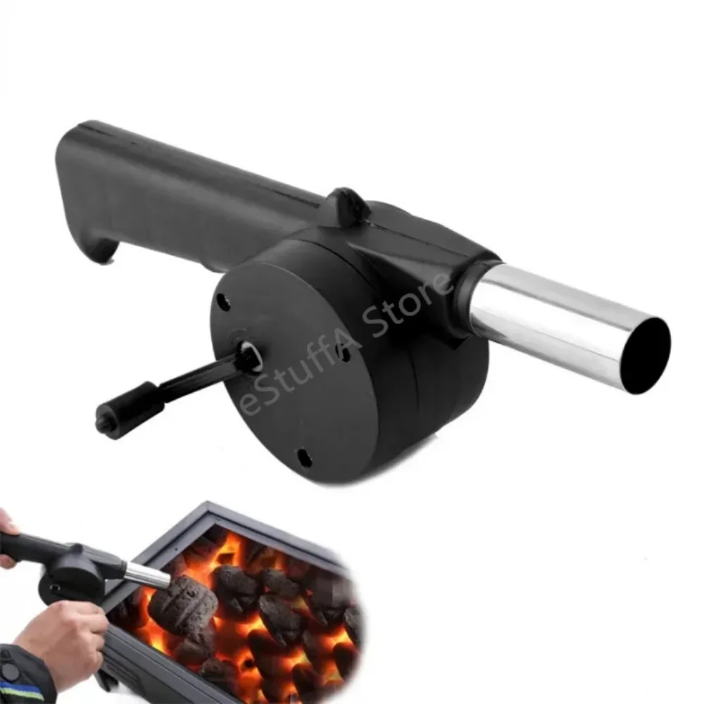 Manual Barbecue Combustion Blower Picnic Camping Fire-supporting Outdoor Hairdryer forCamping Hand Held Lighter BBQ Manual Crank