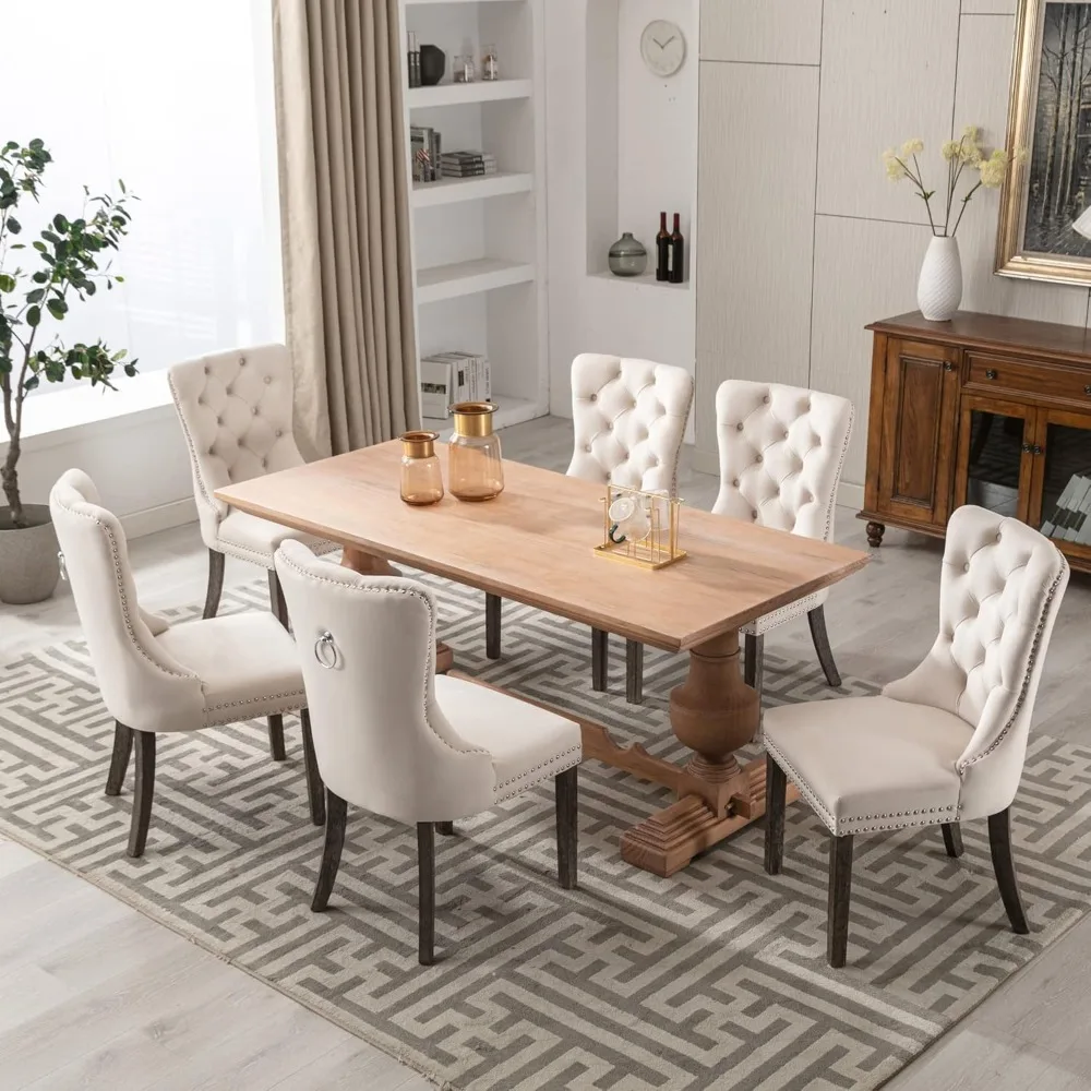 

Velvet Dining Chairs Set of 4 – High-End Tufted with Nailhead Trim, Back Ring Pull & Solid Wood, for Elegant Dining Spaces