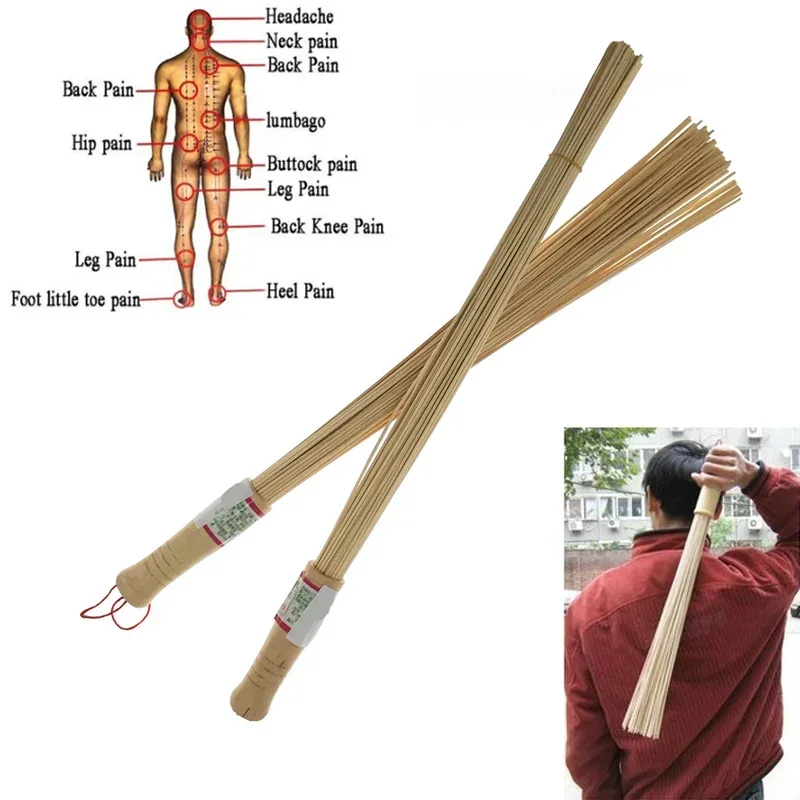 1pc Natural Bamboo Pat Fitness Sticks Massage Relaxation Masseur Hammer Stick Sticks Fitness Pat Environmental Wooden Handle