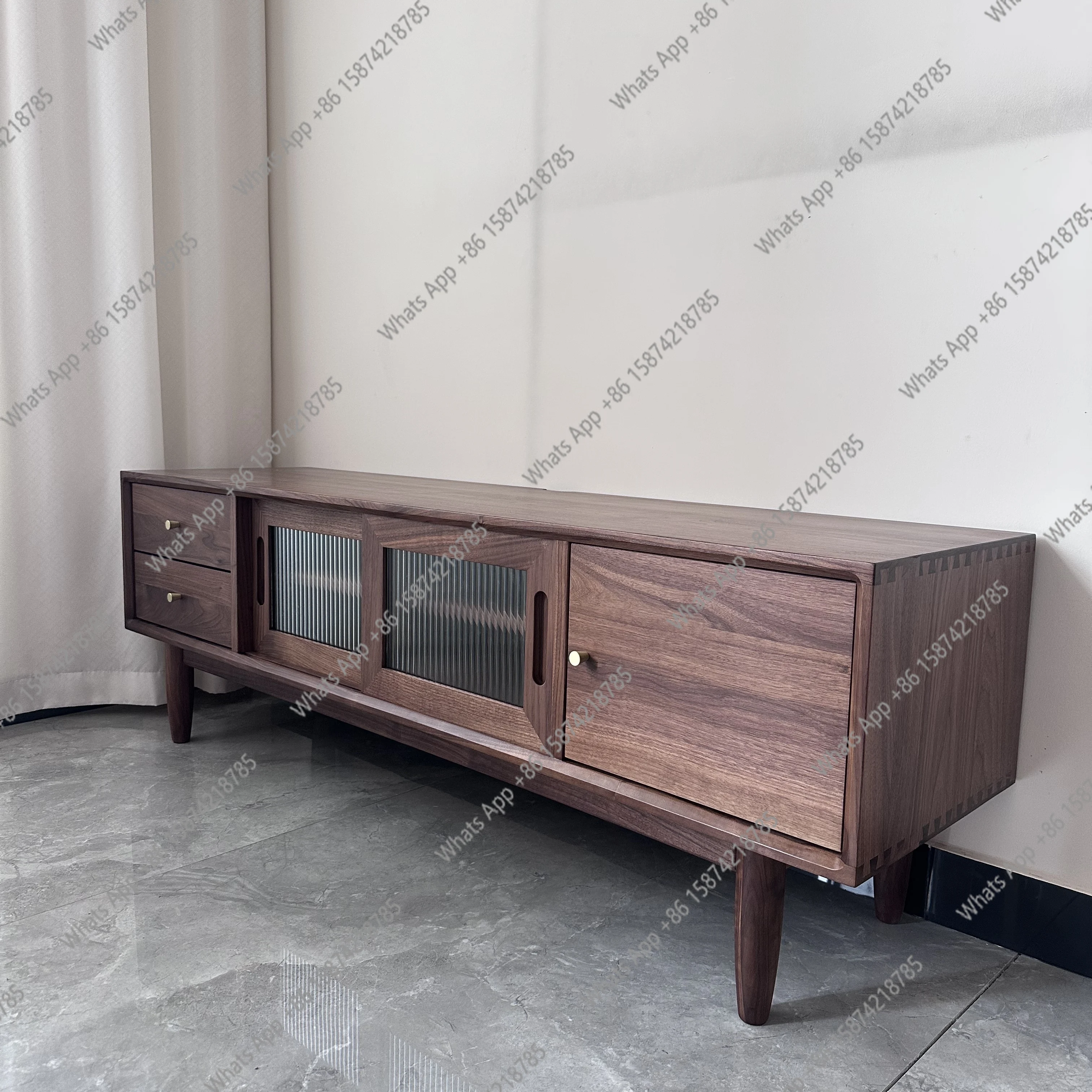 

Modern simple North American black walnut all-solid wood TV cabinet living room floor cabinet combination cabinet Nordic small a