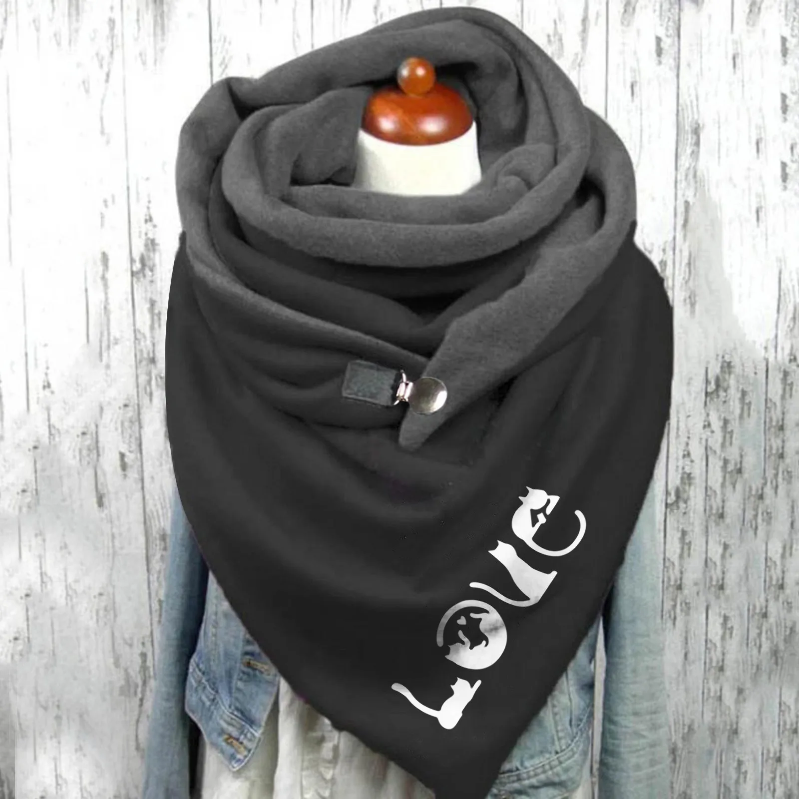 Cotton Print Button Winter Cashmere Scarf Shawl Women'S Scarf Warm Fashion Soft Wrap Scarve Shawls Unisex Pashmina Wrap Foulard