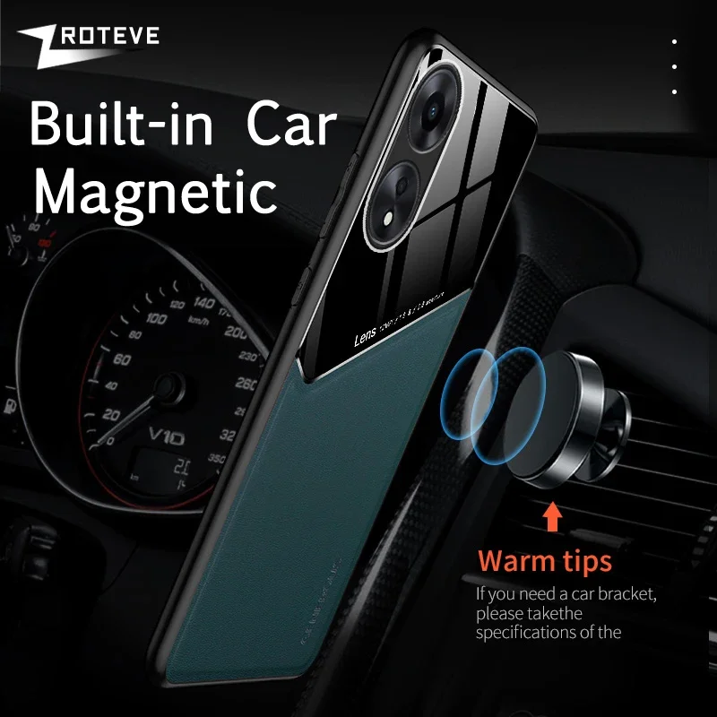 For OppoA58 Case Zroteve PU Leather Car Magnetic Hard PC Cover For OPPO A58 A38 A18 A78 4G OppoA38 OppoA18 OppoA78 Phone Cases