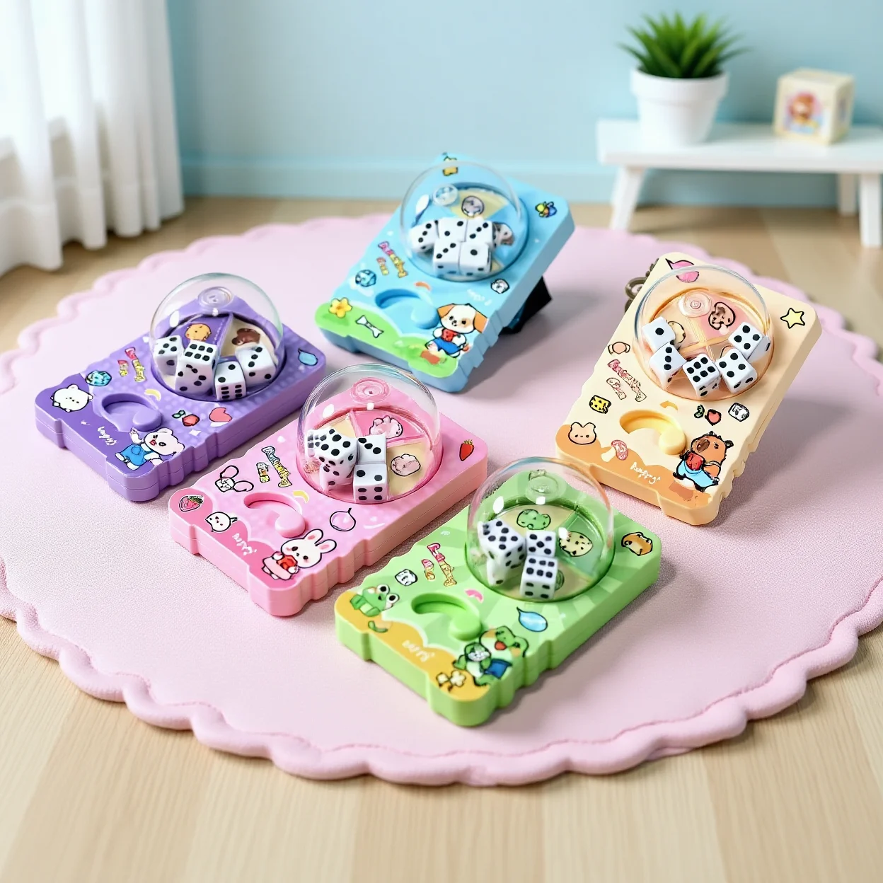 Rotating Dice Pendant  Mini Dice Key Chain Cartoon Dice Accessory Stress Relieving For Quick Relaxation Line Waiting