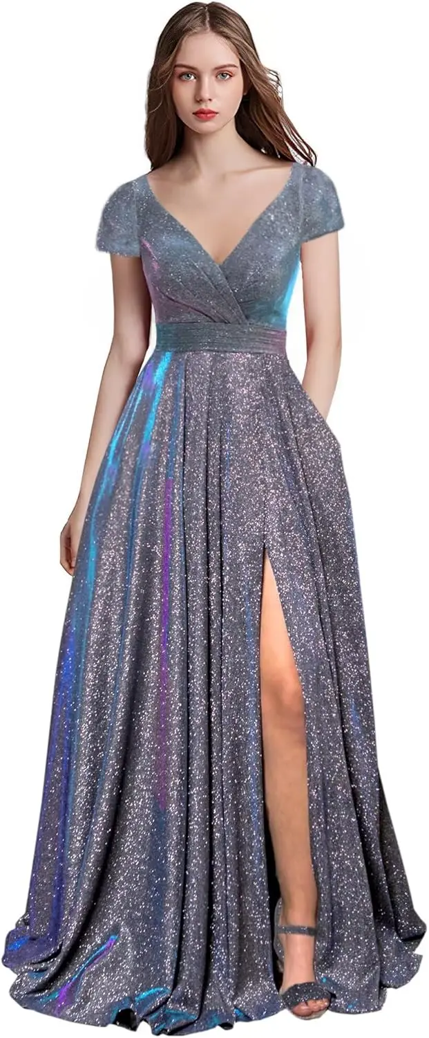 

Выпускные платья Длинные для женщин Трапеция с карманами V-образным вырезом Вечернее бальное платье Вечернее платье Вечернее платье Женское элегантное платье