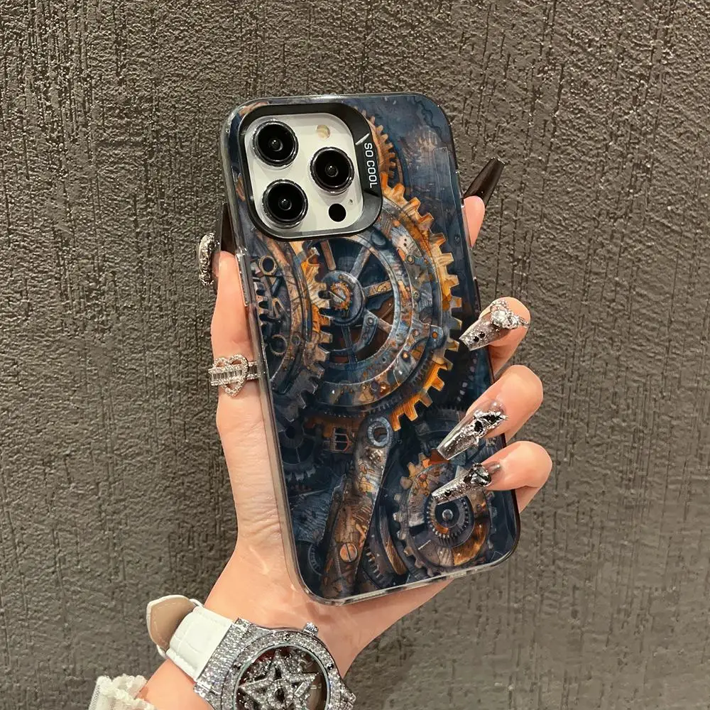 

Mechanical gear case for iPhone17 16 15 14 13 12 11 Pro/ Max/Plus shock-proof rear cover anti-fingerprint