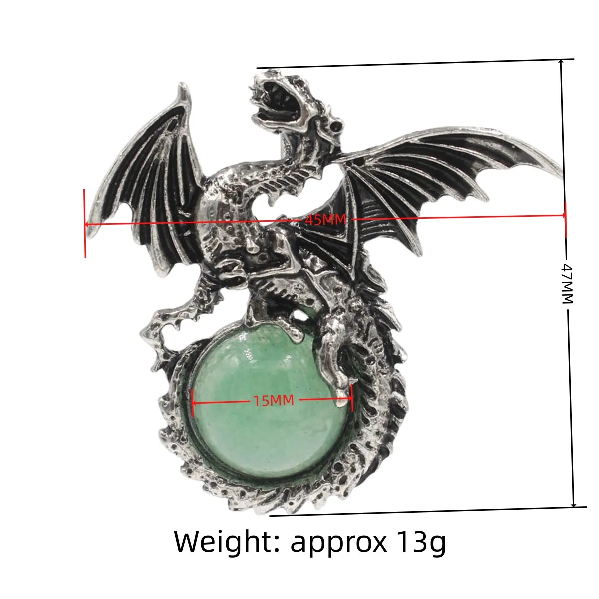 Chinese Dragon with Wings Gemstone Pendant Necklace 45CM Black Cord Healing Chakra Crystal Pterosaur Choker Jewelry Women Men