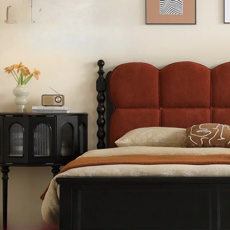 

French retro solid wood bed 1.8 double simple bed, American medieval style