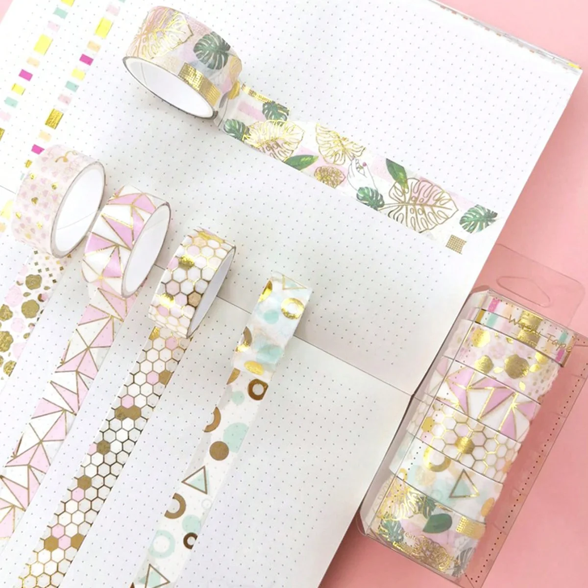 7ロール、クリエイティブな金箔紙和紙テープ、ノート、フォトフレーム、ギフトボックスの装飾に最適、絶妙なギフト