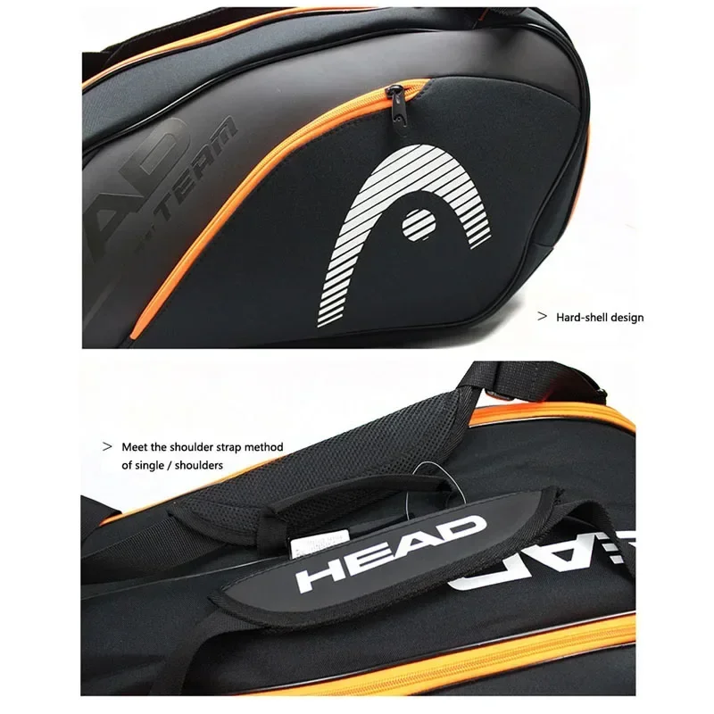 HEAD Tennis сумка для ракеток 6 штук Hard Shell Sports Bag большой емкости 9 бадминтон ракетки рюкзак для мужчин женщин теннис сквош падальный