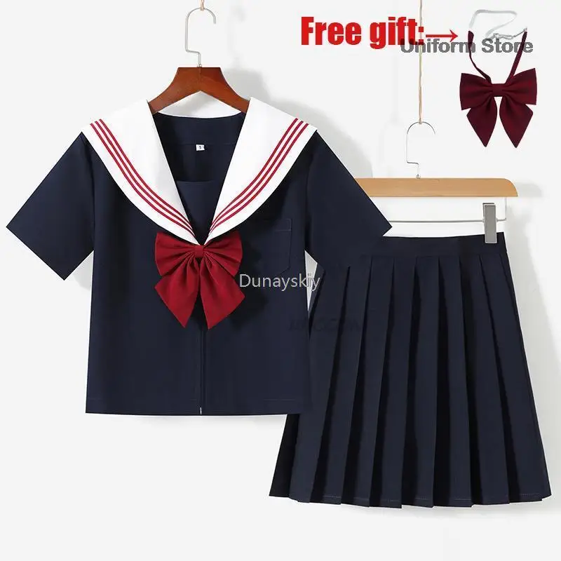 Japanese Class Korean Student School Uniforms White red Schoolgirl Uniform  Students Clothes For Girls Anime COS JK Uniform