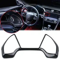 2PCS Carbon Fiber Interior Gear Shift Box Strip Cover Trim For Honda Civic 2016-2020 Center Console Dashboard Decorative Frame