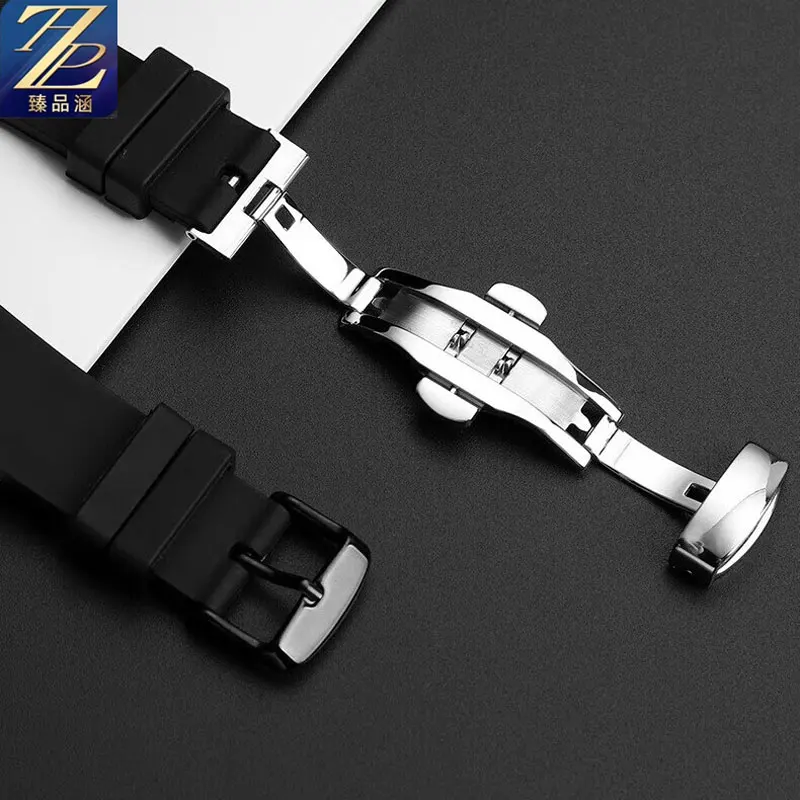 سوار ساعة سيليكون محدب أسود لسلسلة رادو الرقيقة ، حزام ساعة بديل ، ملحقات السلسلة ، 24*18