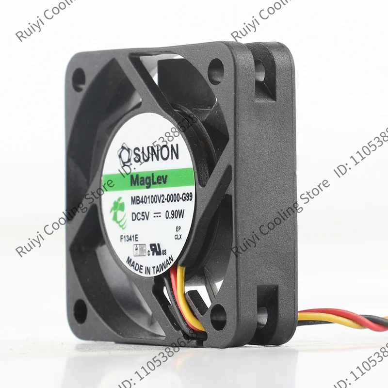 MB40100V2-0000-G99 is a standard 4010 fan with three wires, operating at 5V, consuming 0.9W of power, and featuring magnetic sus