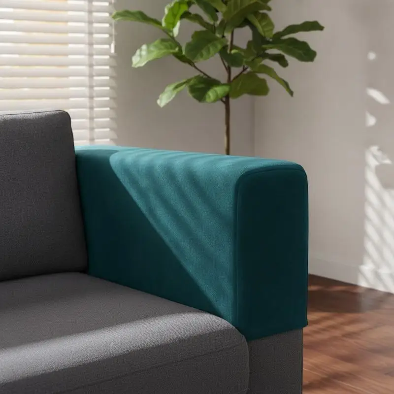 Stretch Silver Fox Velvet Sofa Armrest Cover Soft Anti Stain Anti Scratch Comfortable Home Furniture Protector