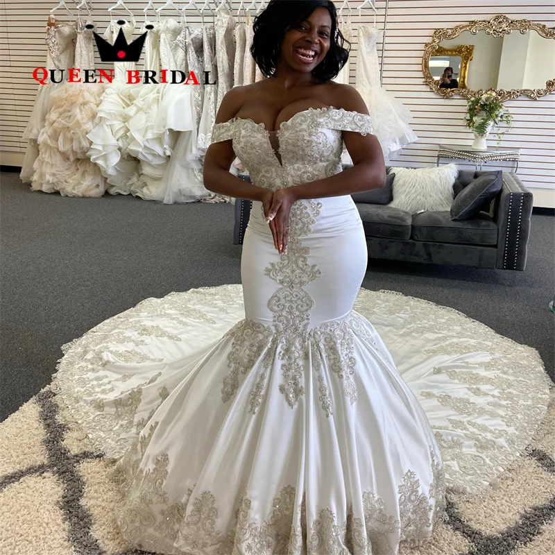 

Sexy V Neck Mermaid Wedding Dresses 2024 New Off Shoulder Beading Crystal Backless Bridal Gowns Vestidos De Novia Custom S11Y