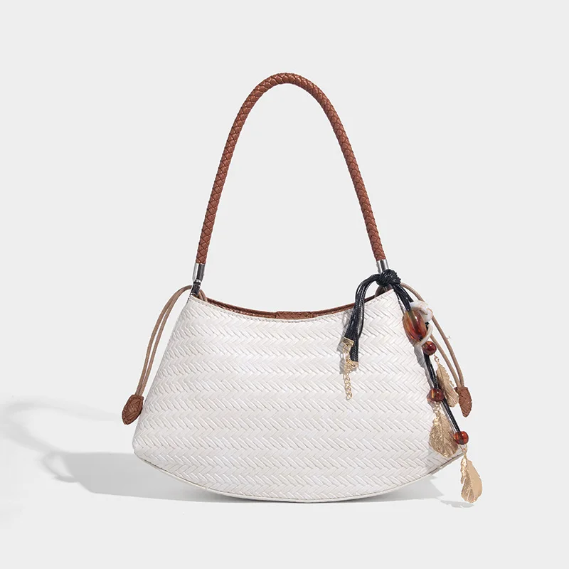 Nieuwe luxe designer shell geweven onderarmtas voor dames Vintage PU lederen handtas met binnenzak Modieuze schoudertas