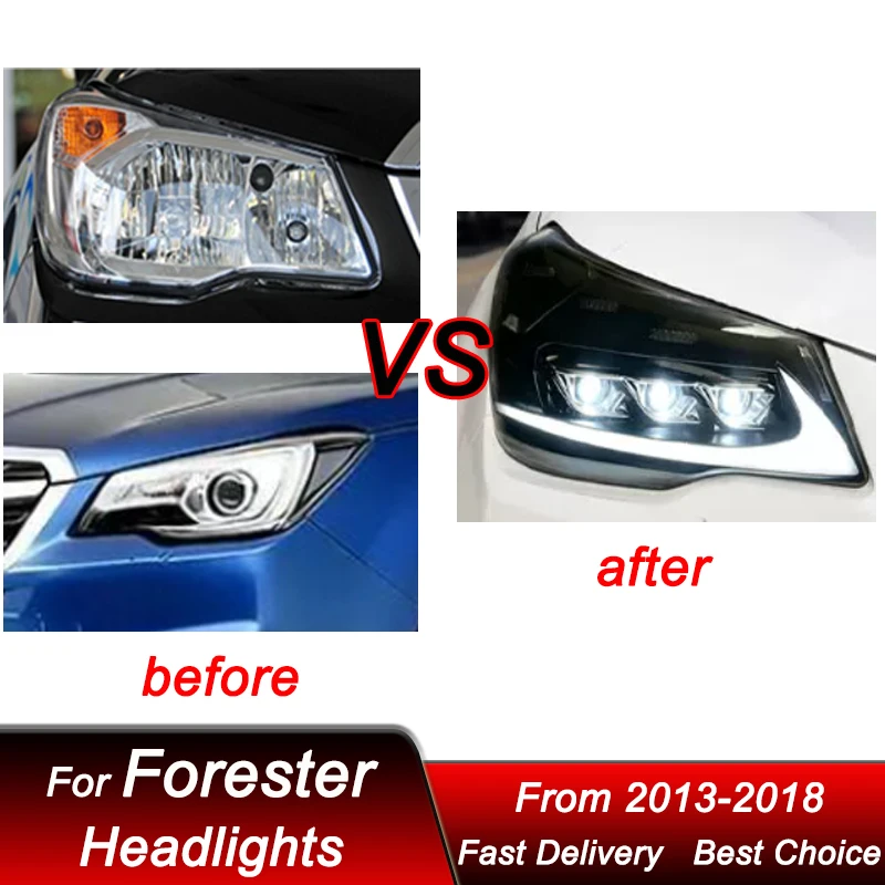 Hot Car Headlights For subaru Forester 13-18 Upgrade new style DRL LED Auto Head lamp Assembly Projector Lens Accessories Kit