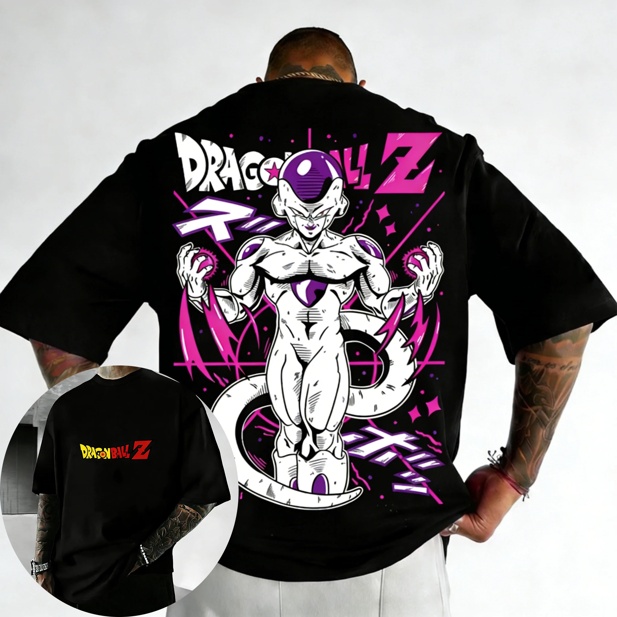 2026 Dragon Ball Anime Cotton T-shirt Summer New Frieza Color Printed Men's and Women's Harajuku Casual Parent Child Top