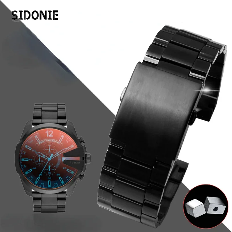 Watchband for DIESEL Solid Stainless Steel Watch Strap Dz4318 4323 4283 Watch Bracelet Men\'s 26mm Black Watch Band