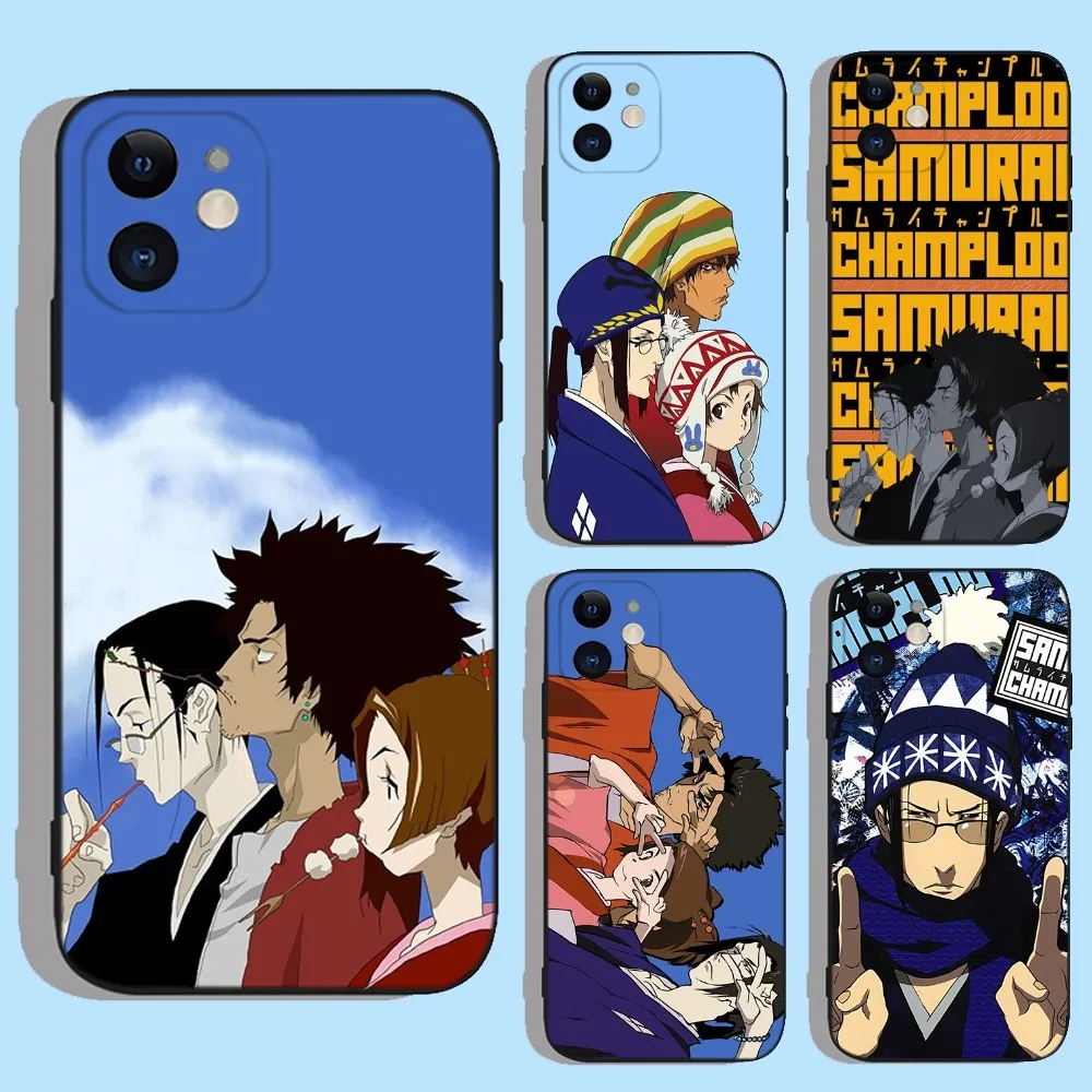 

Anime Samurai Champloo Phone Case For iPhone 16,15,14,13,12,11,XS,XR,X,8,7,Pro,Max,Plus,mini Silicone Black Cover