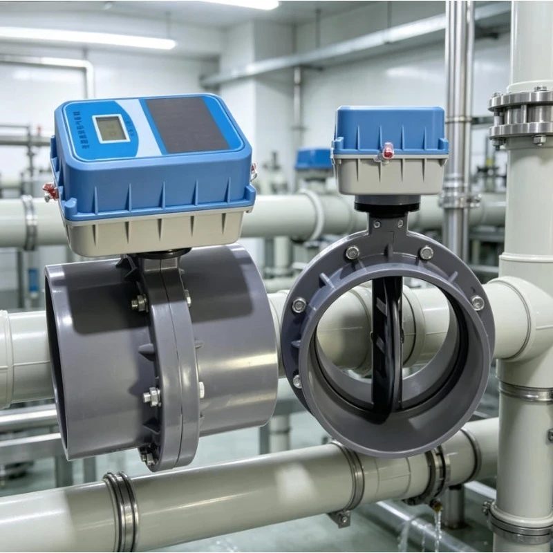 Plastic Motorized Butterfly Valve Wafer Connection IP67 IP68 High Performance Electric Actuator Valve for Water Pipeline Control