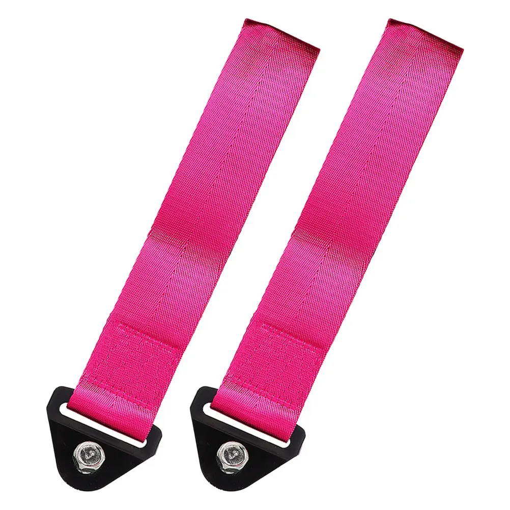 

2Pcs Decorative Tow Strap Universal Fit Heavy Duty Nylon Metal Car Modification Front Bumper Towing Strap for Auto Exterior