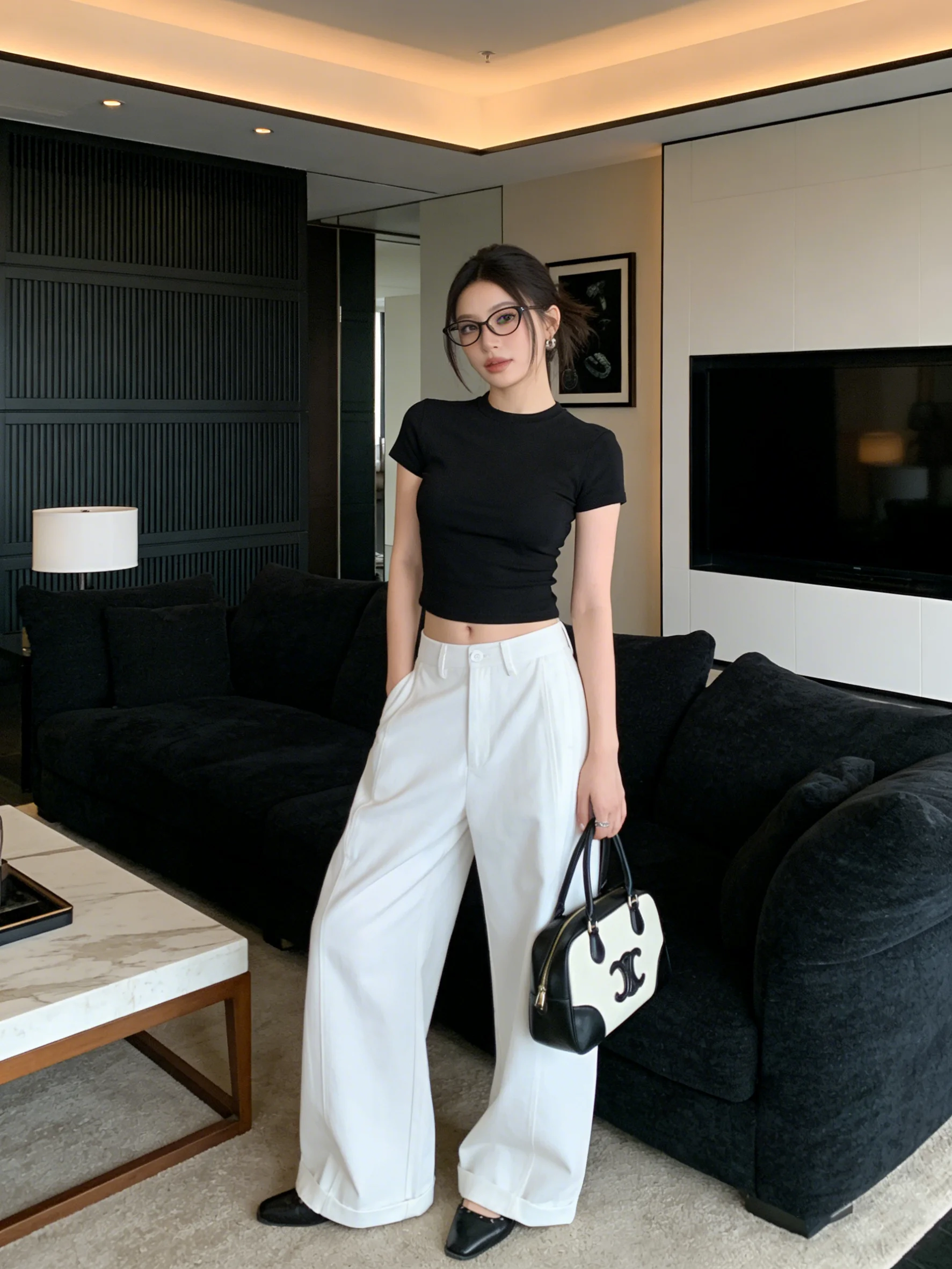 

Ретро-джинсы с высокой талией и широкими штанинами, белые, женские, для весеннего повседневного образа, простая элегантность