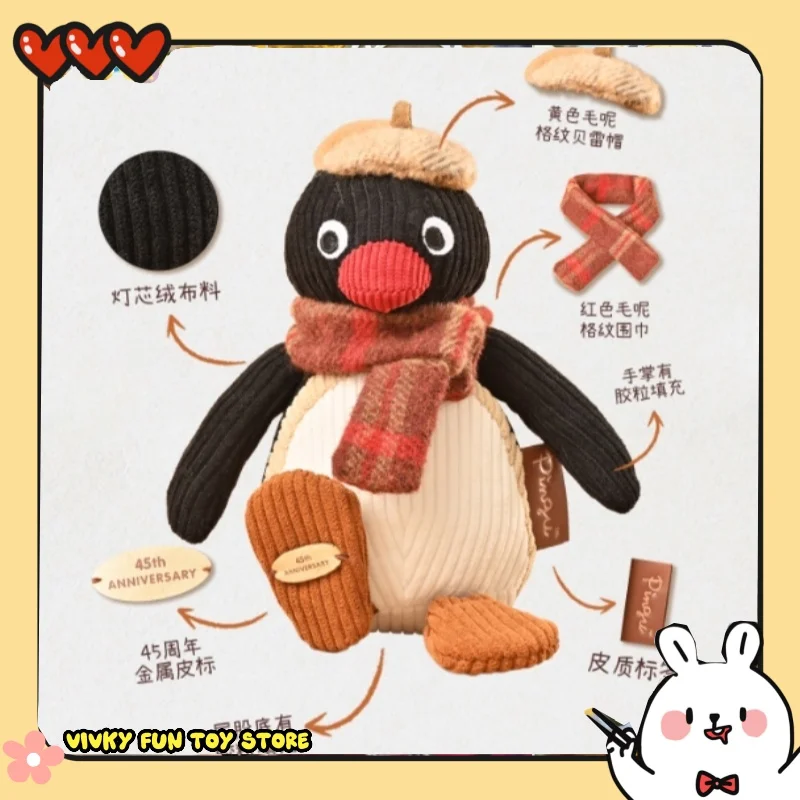 new Pingu Penguin Retro Keychain Headphone Pouch 45th Anniversary Plush Doll Cute Doll Holiday Gift