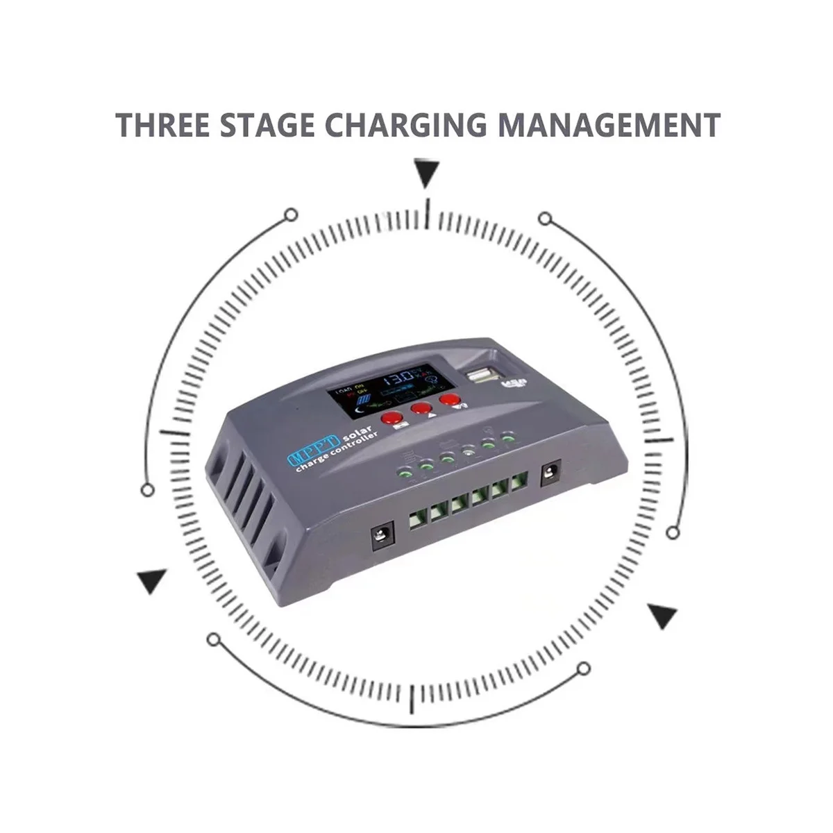 ソーラー充電コントローラー,10A, 12V, 24V,デュアルUSB電圧安定化コントローラー