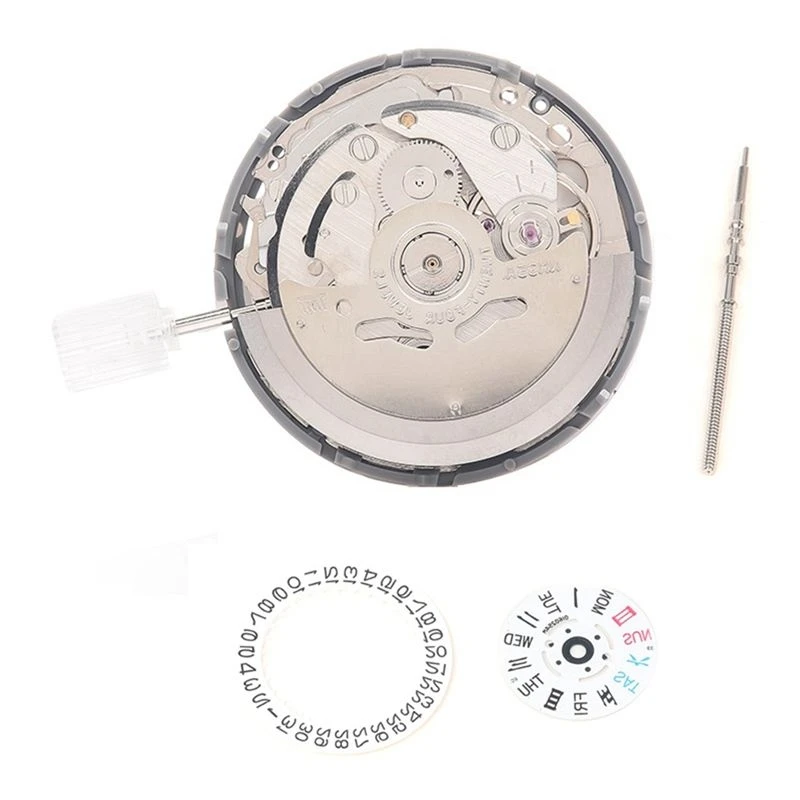 NH35/NH35A Movement+Movement Steel Stem+Week Dial+Calendar Dial Kit High Accuracy Automatic Mechanical Watch Movement