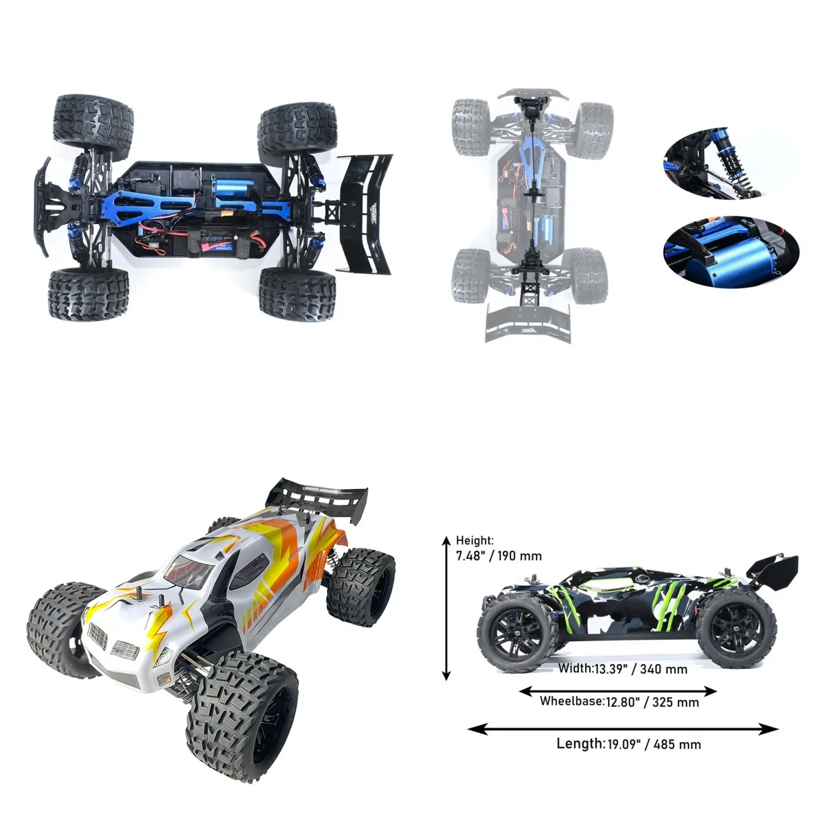 

1/8 Plastic Body VRX RH818 Remote Control Electric Racing Truck Independent Suspension 60A ESC 3660 Brushless Motor 6KG Servo