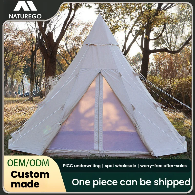 

STLF5m Spacious Teepee Heating Tent 8 People Camping Outdoor Cotton Canvas Oxford Tent with Stove Pipe Hole