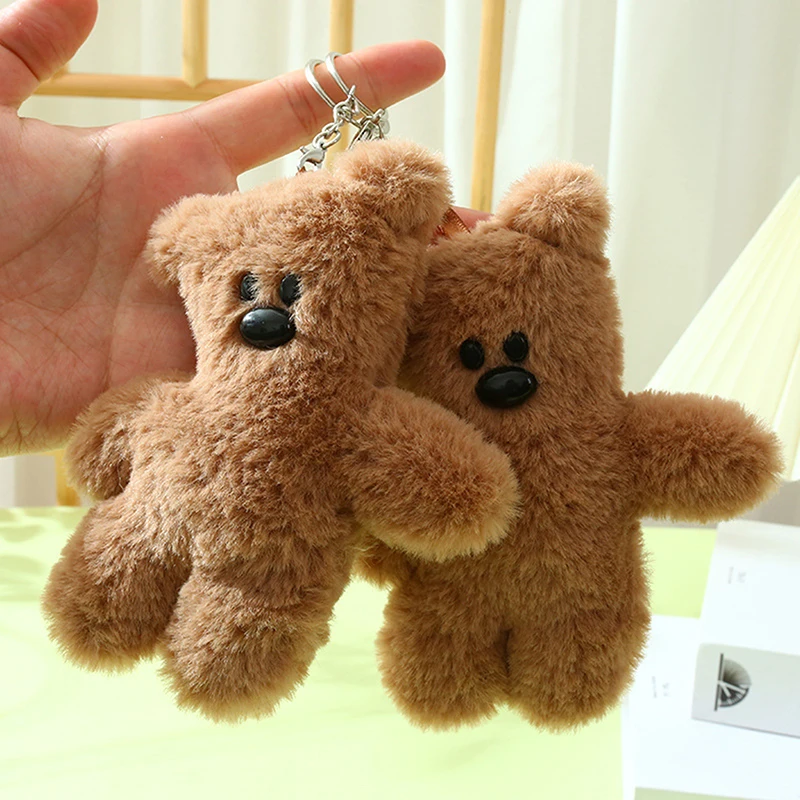 1PC Kawaii Squeezing Teddy Bear Plush Toy Keychain Backpack Pendant Cute Car Keyring Kids Women Bag DIY Accessories