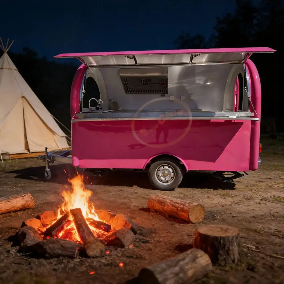 Customizable Fiberglass Mobile Food Trailer Complete Kitchen Equipment Snack Coffee Cart for Outdoor Catering Business