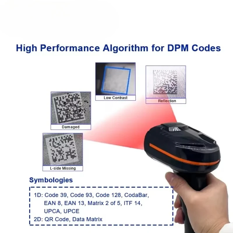 Fast Scanning Ethernet Port Bar Code Reader 1.3 MP Wired Industrial Handheld 2D Barcode Scanner