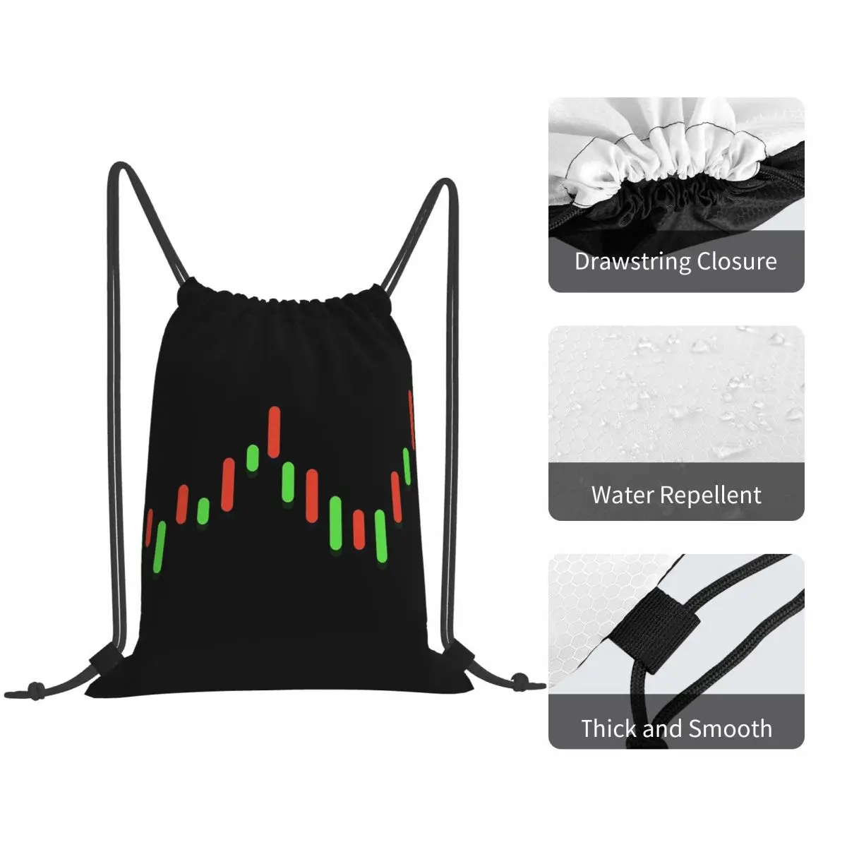Stock Market Candle Backpacks Fashion Drawstring Bags Sports Bag Book Bags for Man Woman School